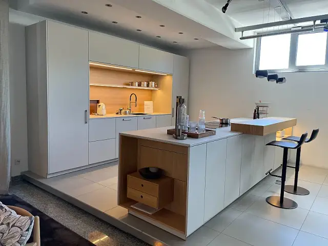 Warendorf F26 Insel mit Theke Kaschmirgrau Eiche von Warendorf